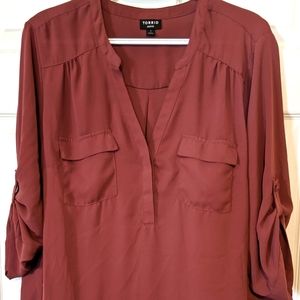 Torrid Harper Georgette blouse size 1 / 1x walnut